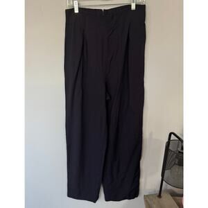 Vintage Dark Blue Navy Rayon & Polyester Dress Slacks Pants Women's Plus Size 14